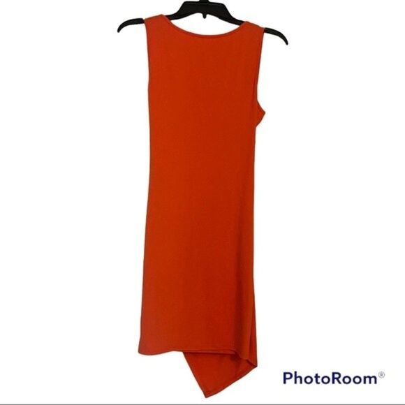 Orange Sleeveless Bodycon Asymmetrical Mini Dress Size Medium - Picture 3 of 6